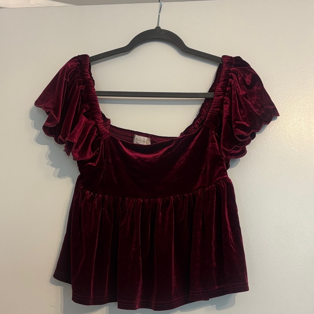 Altar'd State Burgundy Velvet Top